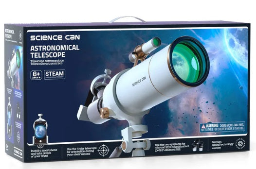 Science Can astronomical telescope packaging with space-themed design