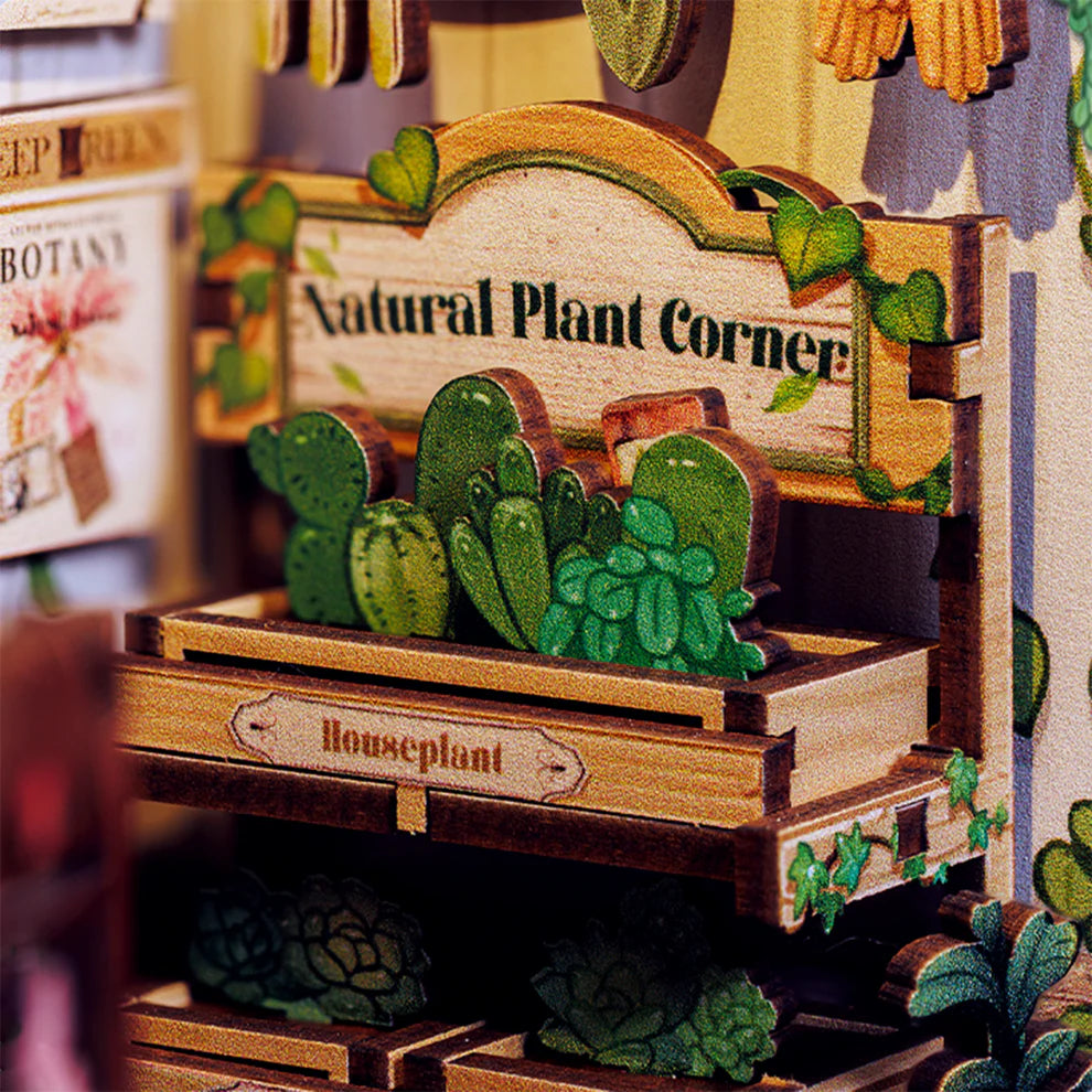 Close up of details in Green Life Bookshop kit.