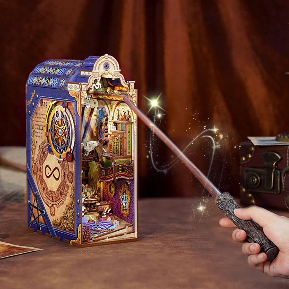 Magic wand waved in front of Magic Library Book Nook.