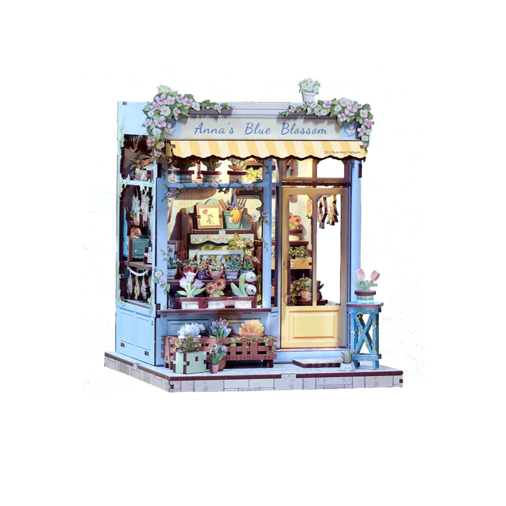 Assembled "Anna's Blue Blossom" Book nook kit.