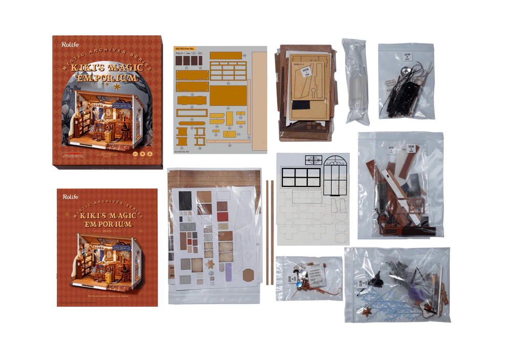 Collection of pieces included in Kiki's Magic Emporium Kit.