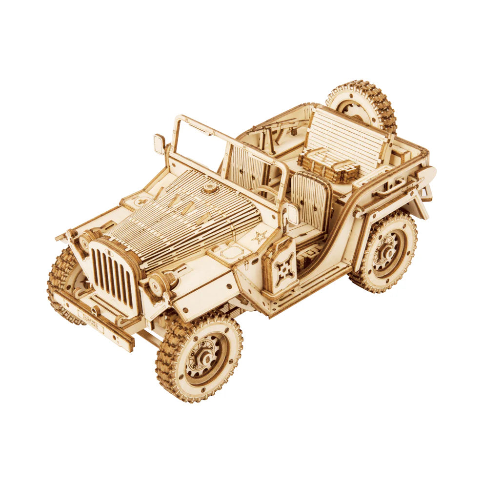 Wooden model of a army field car.