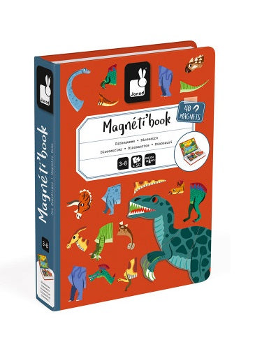Magnet book with colorful dinosaur illustrations.