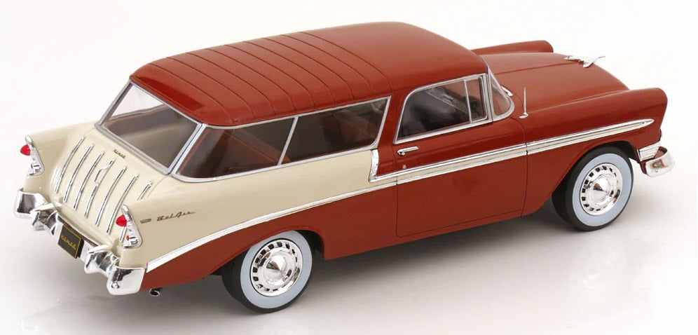 1/18 scale model of a two tone Chevy Bel Air.