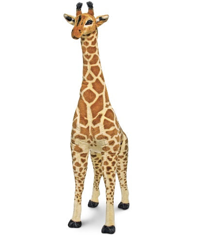 Plush giraffe toy on a white background