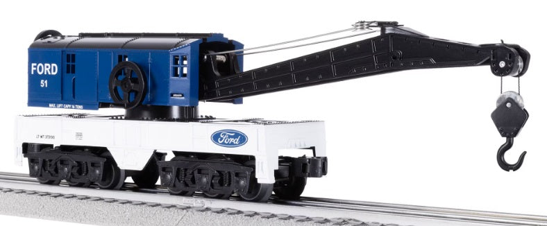 Lionel Crane car in blue Ford paint scheme.