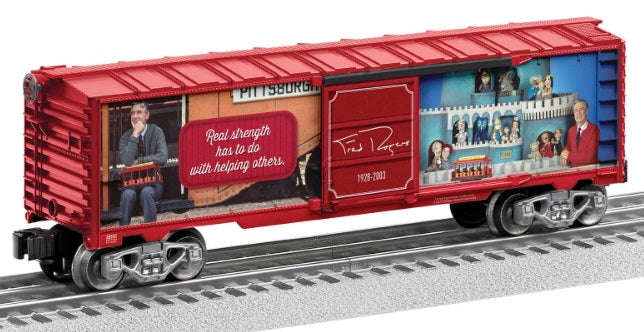Lionel boxcar with pictures of Fred Rogers