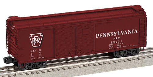 Lionel boxcar with Pennsylvania Railroad logo.