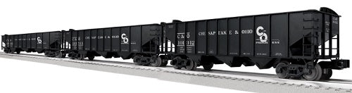 3 models of C&O 3-Bay Hopper on train track