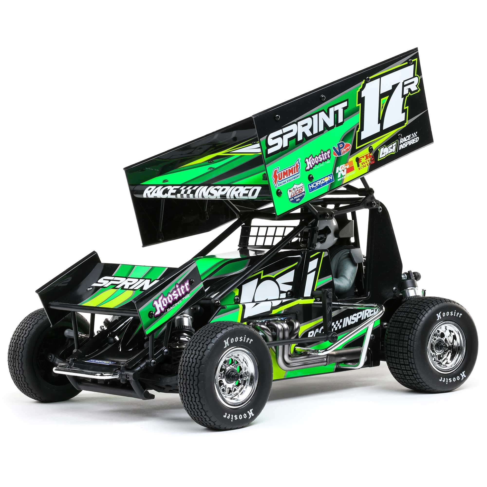 Green Sprint car with the number 17