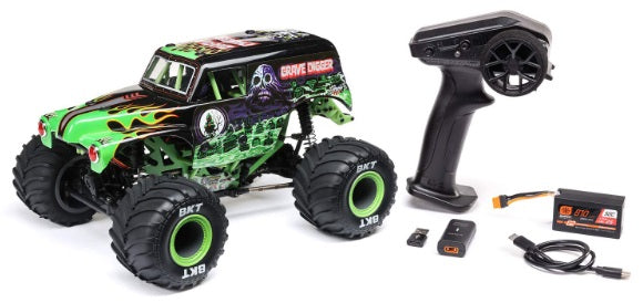 1/18 Mini LMT Grave Digger 2S 4X4 RTR Brushed Monster Truck (Battery & Charger Included), Green