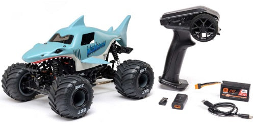1/18 Mini LMT Megalodon 2S 4X4 RTR Brushed Monster Truck (Battery & Charger Included), Blue