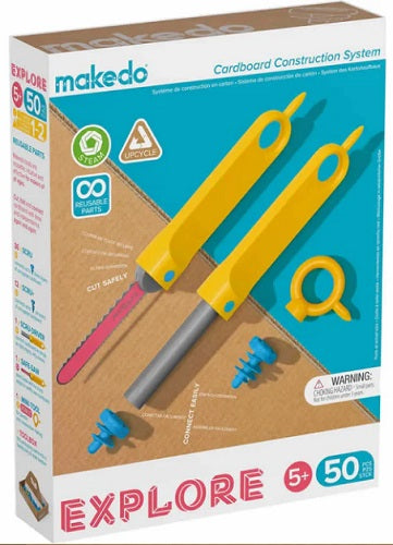 Makeo explore package with Safe-saw, scru-driver, and plastic "Scru" screws.