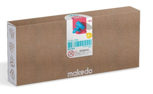A cardboard packaging for a MakeDo product, labeled as the 'Scru 180 Expansion Pack'. 
