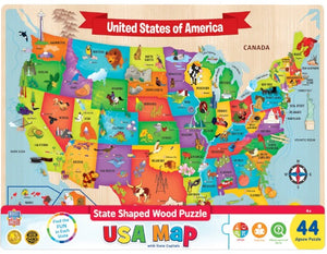 USA Map Wood 44pc Puzzle