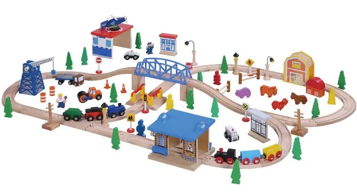100pc Wooden Train Set