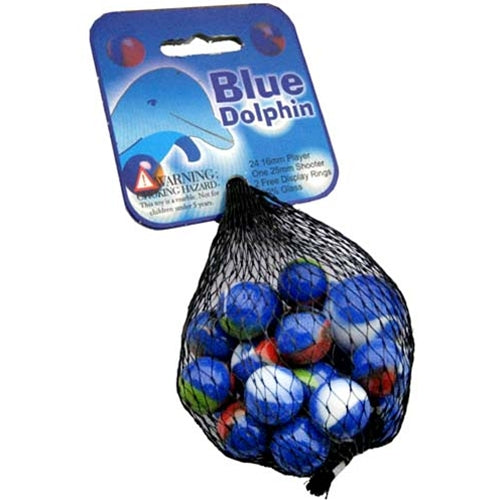 Mega Marbles - Blue Dolphin Toy Marbles, 4-Pack of Nets