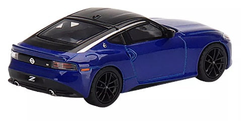 1/64 scale model of a blue Nissan Z.