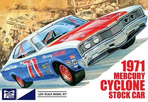 1971 Mercury Cyclone stock car model kit box art.