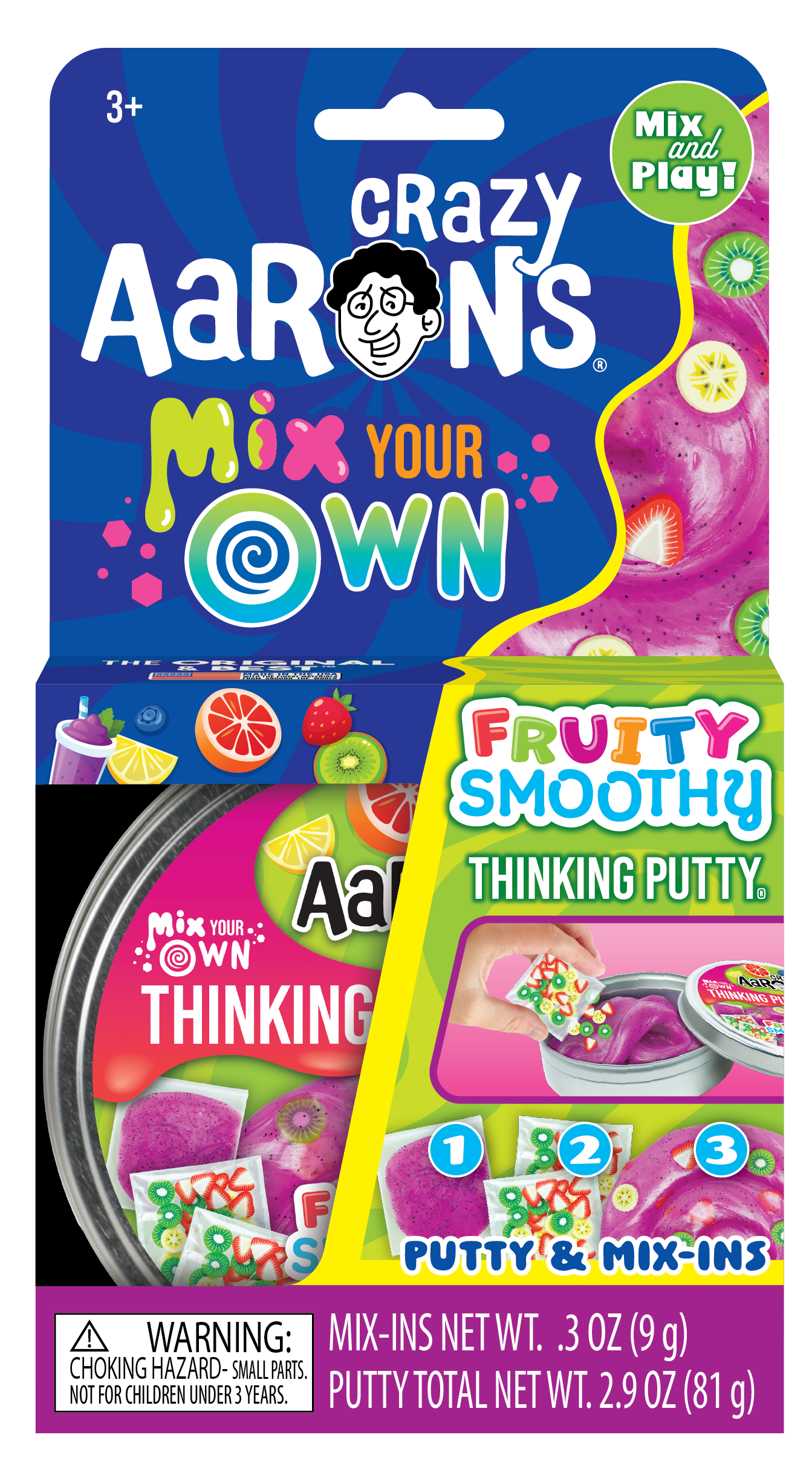 Package with illustrations of mixing putty and fruit shapes.