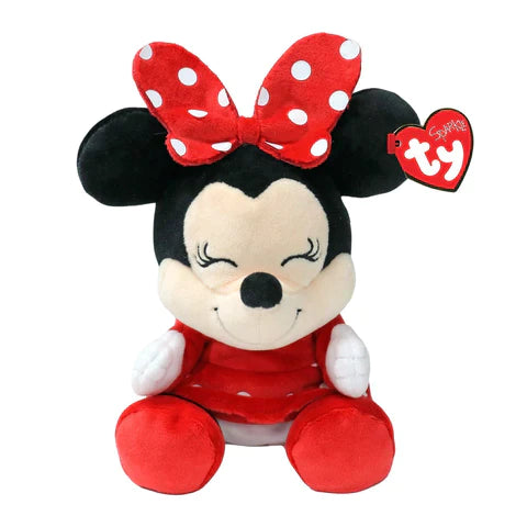 Plush Minnie Mouse with Red Polkadot skirt and red polkadot bow
