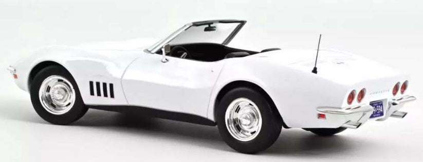 1/18 scale model of a 1969 Chevrolet Corevette in Can Am White.