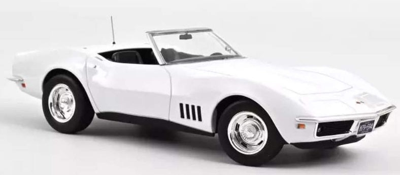 1/18 scale model of a 1969 Chevrolet Corevette in Can Am White.