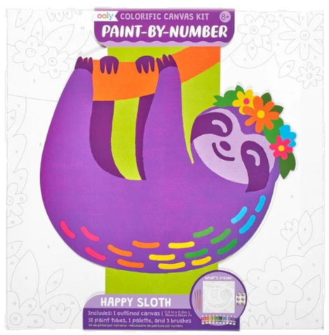 Colorific Canvas Paint by Number Kit - Happy Sloth