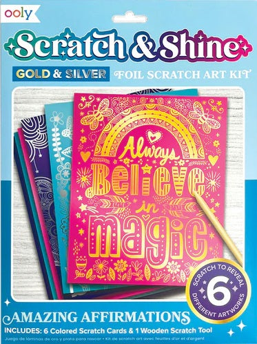 Scratch & Shine Foil Scratch Art Kit - Amazing Affirmations