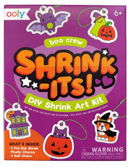 OOLY Shrink-Its Boo Crew, Halloween themed shrink art kit package.
