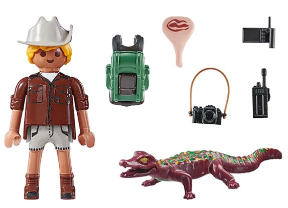 Researcher w/Young Caiman