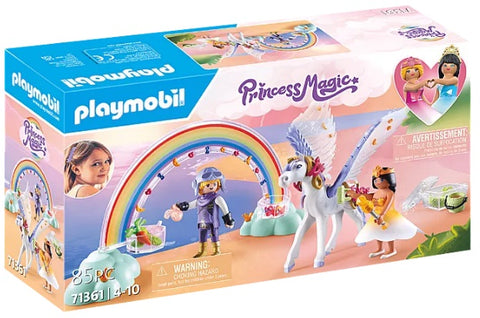 Princess Magic Pegasus with Rainbow in the Cloud