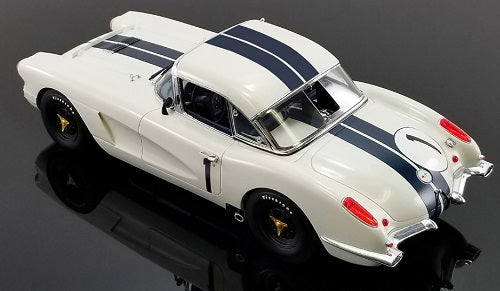 1960 Corvette painted white with black stripes