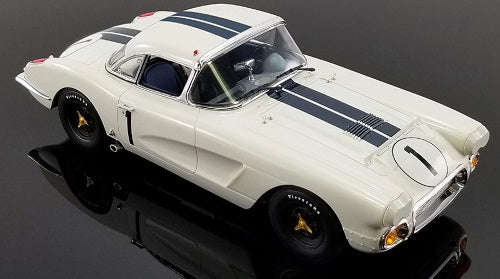 1960 Corvette painted white with black stripes