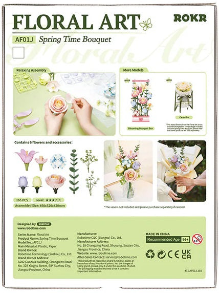 Back of package for Spring Time Bouquet model kit.