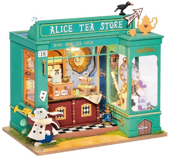 Model of a storefront for a tea store