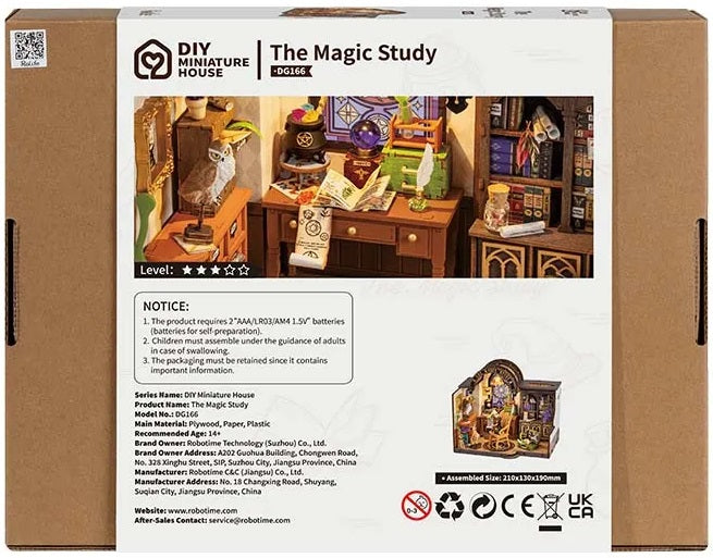 Back of package for "the Magic Study" miniature kit.