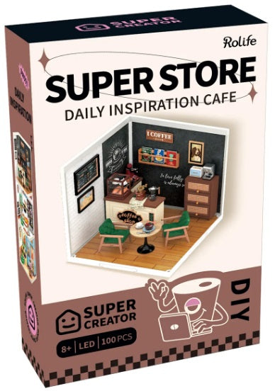 Packaging for miniature Coffee shop diorama.