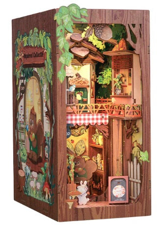 Assembled book nook kit with a woodland theme.
