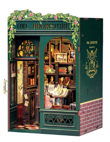 Assembled Owl Bookstore Book Nook kit.