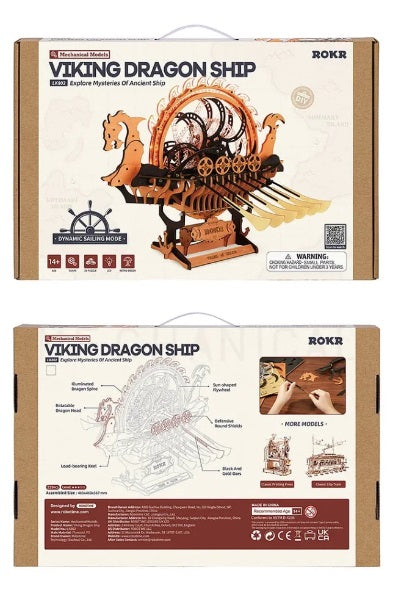 Packaging for Viking Dragon Ship laser cut model kit.