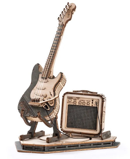 Wooden model kit of electric guitar.