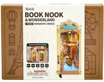 Package of a laser cut book nook kit.