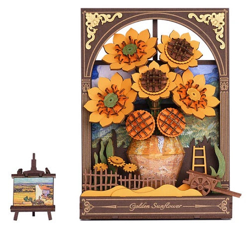 Assembled Golden Sunflower wooden kit.