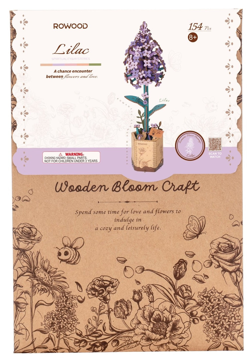 Package for a model kit of  3d lilac flower.