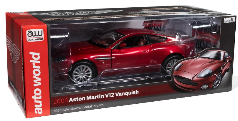 1/18 scale diecast model of 2005 Austin Martin pictured inside package with a clear display window.