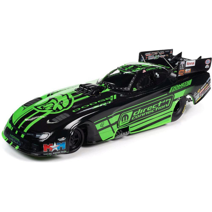 2023 NHRA Funny car in black and green paint scheme.
