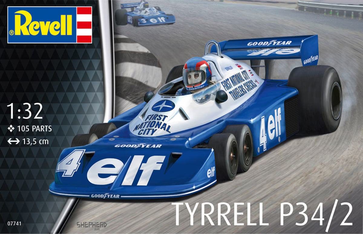 Box art for a Revell Tyrrell P34/2 plastic model kit.
