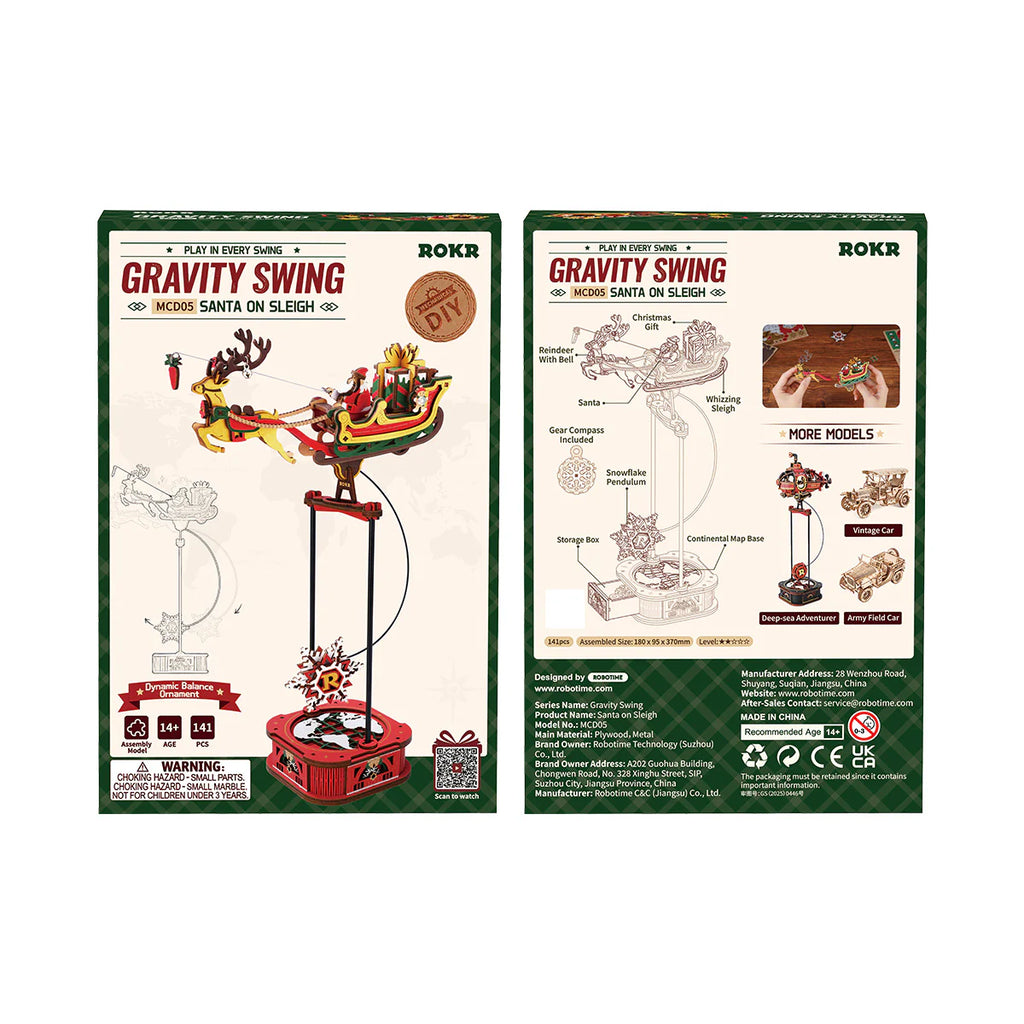 Package for gravity swing Santa on Sleigh model kit.