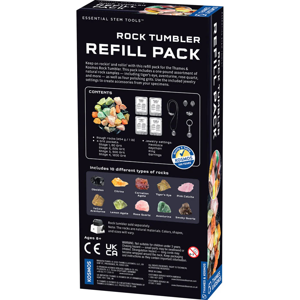 Back of Rock Tumbler Refill Pack package.